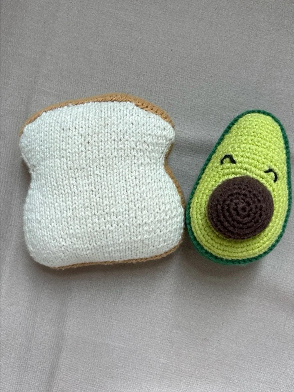 Plush Crochet Avocado and Toast Kids Toy Set